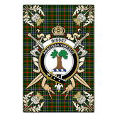 Clan Bisset Tartan Crest Black Garden Flag  - Gold Thistle  YF63 Clan Bisset Tartan Today